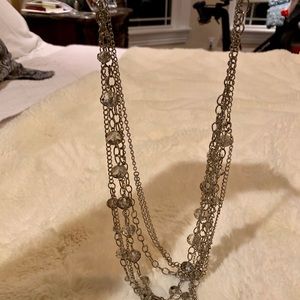 Long Layered Silver Necklace